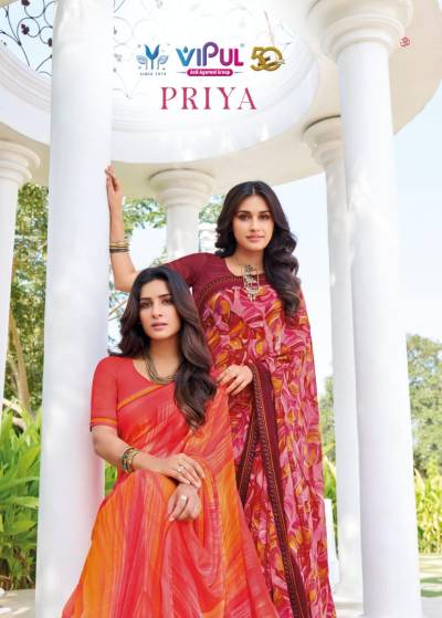 VIPUL PRIYA 80802 TO 80813 DESIGNER GEORGETTE SAREE WHOLESALER IN INDIA